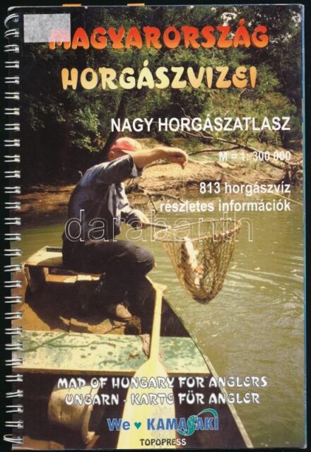 Magyarország horgászvizei. Nagy horgászatlasz, 1:300.000. Bp., én., Topo-Press. Spirál-kötés, volt könyvtári példány.