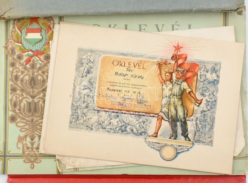 cca 1970-1980 Csepel Vas- és Fémművek 10 db oklevél, emléklap, ill. hivatalos levél + egy komplett személyi akta, káderlap, ritka! - Image 3