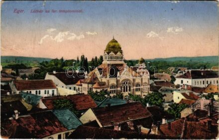 1914 Eger, izraelita templom, zsinagóga. Engländer Adolf kiadása (szakadás / tear)