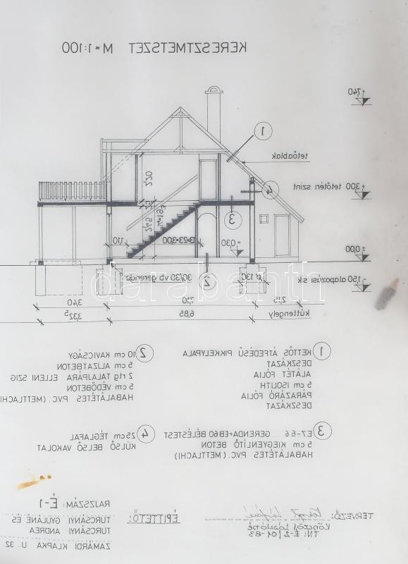 cca 1980-2000 Vegyes építészeti tervrajzok, feltekerve, közte sérült is - Image 2