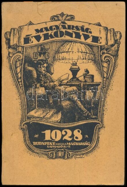 1928 A magyarság évkönyve az 1928-ik esztendőre a Magyarság olvasóinak. Bp.,1928., Magyarság Lapkiadó Rt., 288 p. Fekete-fehér képanyaggal, közte a villányi pezsgő gyártásról. Kissé szakadt, foltos papírkötésben.