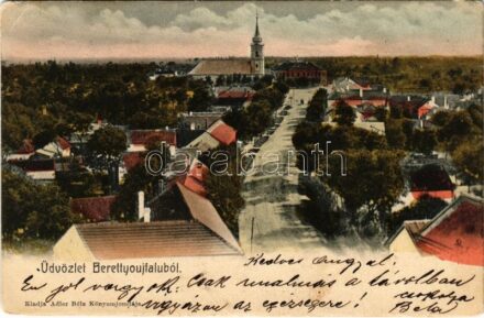 1906 Berettyóújfalu, utca, templom. Adler Béla kiadása (EK)