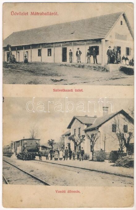 Mátraballa (Heves), Szövetkezeti üzlet, vasútállomás, vonat (fl)