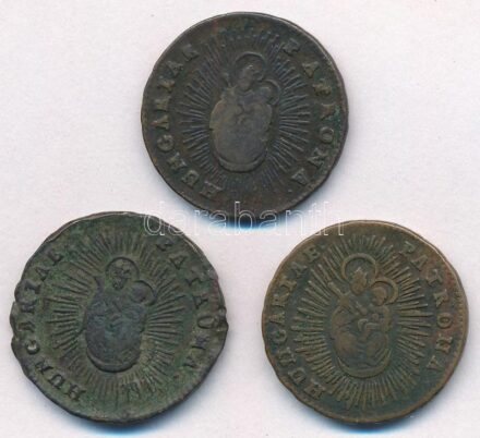 1763. Rézdénár 'Mária Terézia / zárt korona' (3x) T:2-,3 Huszár: 1756., Unger III.: 1278.