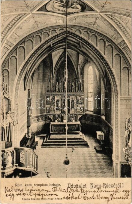1903 Nagyrőce, Nagy-Rőcze, Gross-Rauschenbach, Velká Revúca; Római katolikus templom, belső. Büchler Béla kiadása / Catholic church, interior (fl)