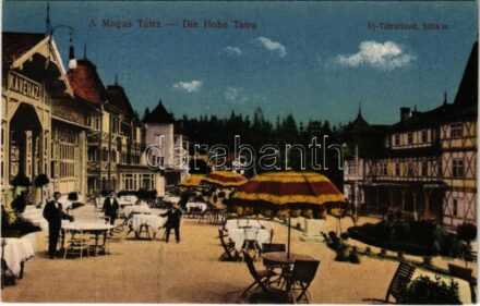 Újtátrafüred, Neu-Schmecks, Novy Smokovec (Magas-Tátra, Vysoké Tatry); kávéház terasza / cafe terrace