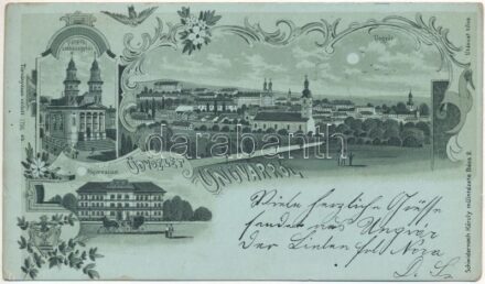 1900 Ungvár, Uzshorod, Uzhorod; Püspöki székesegyház, főgimnázium / cathedral, grammar school. Schwidernoch Károly Art Nouveau, floral, litho (EK)