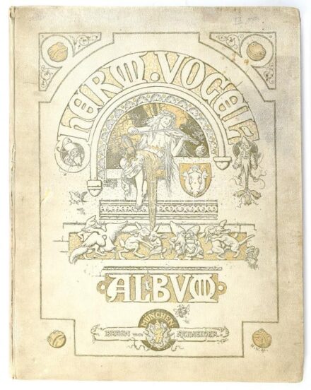 Hermann Vogel - Album. München, (cca 1896), Braun & Schneider. Hermann Vogel szövegközi és egészoldalas illusztrációival. Német nyelven. Kiadói aranyozott, szecessziós egészvászon-kötés, sérült, foltos borítóval, helyenként