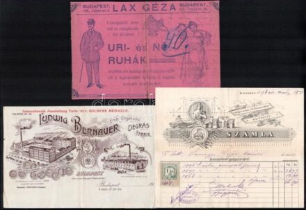 cca 1860-1900 6 db fejléces számla, benne Ráckeve Szentháromság gyógyszertár