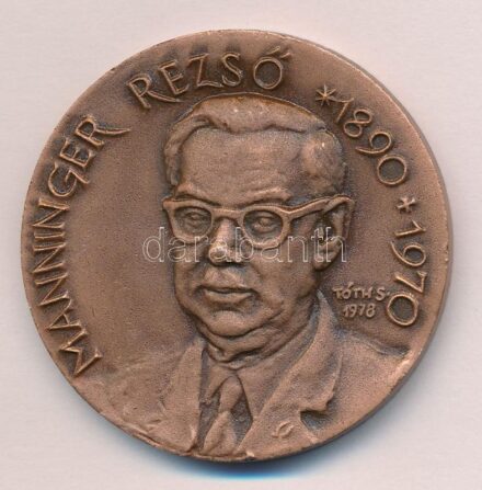 Tóth Sándor (1933-) 1978. 'Manninger Rezső / Országos Állategészségügyi Intézet' Br érem (40mm) T:2