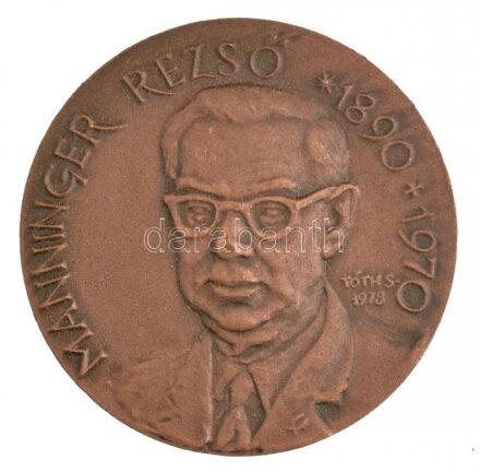 Tóth Sándor (1933-) 1978. 'Manninger Rezső / Országos Állategészségügyi Intézet' Br érem eredeti tokban (40mm) T:2