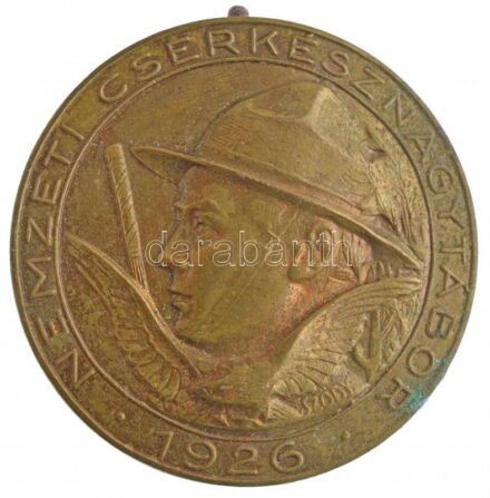 Sződy Szilárd (1878-1939) 1926. 'Nemzeti Cserkésznagytábor' Cu jelvény (28,5mm) T:2 / Hungary 1926. 'Nemzeti Cserkésznagytábor' Cu badge. Sign.: Szilárd Sződy (28,5mm) C:XF