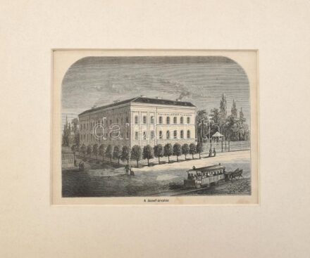 1874 József-árvaház, fametszet, (in: Magyarország és a Nagyvilág 1874. június 14.), papír, paszpartuban, kissé foltos, 15x21 cm, teljes: 29x35 cm