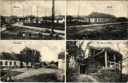 Senorady, Senohrad; Náves, Skola, Hostinec, Na Kraví Hore / restaurant, school, village, lookout (fa)