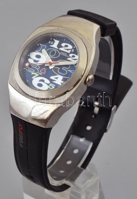 FIREFLY férfi karóra, quartz szerkezettel, analóg kijelzős, szilikon szijjal, működik, kopott, karcos, működik, d: 37mm
