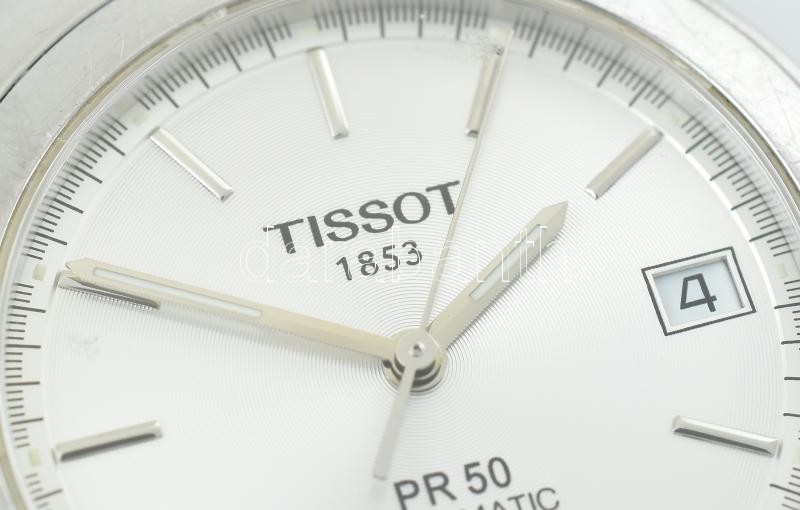 Tissot PR50 férfi karóra, automata szerkezettel, analóg kijelzős, dátumfunkciós, fémszíjjal, működik, kopott, karcos, d:37 mm - Image 2