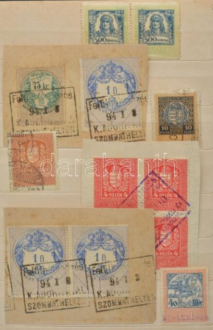 1873-1960 kb 220 db magyar okmánybélyeg közepes berakóban