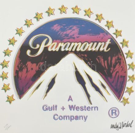 Andy Warhol (1928-1987): Paramount. Granolitográfia, papír, jelzett a nyomaton. Számozott: 224/2400. Hátoldalán CMOA (Carnegie Museum of Art) bélyegzővel és hologramos grafy.blog matricával. 60x60 cm/ Granolithography on paper. Numbered: