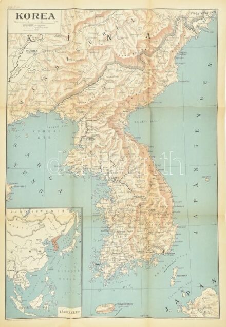 Korea térképe, kiadja: Szikra Könyvkiadó, 84×60 cm
