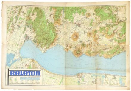 1939 Balaton, (nyugati része), tervezte: M. Kir. Honvéd Térképészeti Intézet, 1:50 000,hajtott, szakadt, foltos, 64×88 cm