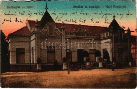 1913 Esztergom-Tábor, Kávéház és vendéglő. Kaufmann Ferenc kiadása (b)