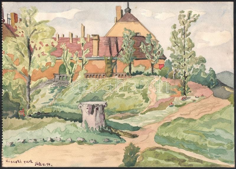 Jelzés nélkül: Kiscelli park, 1948. Akvarell, papír, apró felületi sérüléssel, 24x34 cm
