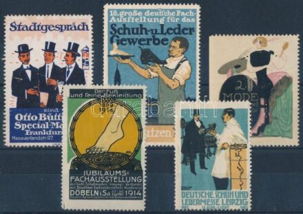 6 db cipő, cipészét témájú reklámos levélzáró