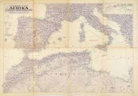 1942 Északnyugat Afrika és a Földközi Tenger Nyugati része, 1:3,400.000, M. Kir. Honvéd Térképészeti Intézet, hajtott, szakadt, bejelöléssel, 92x62cm