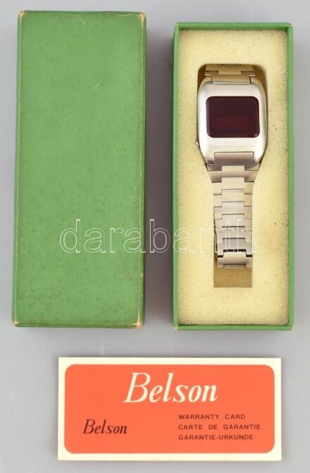Belson digitális férfi karóra, acél tok és szíj, kopott, nem működik. d:32mm