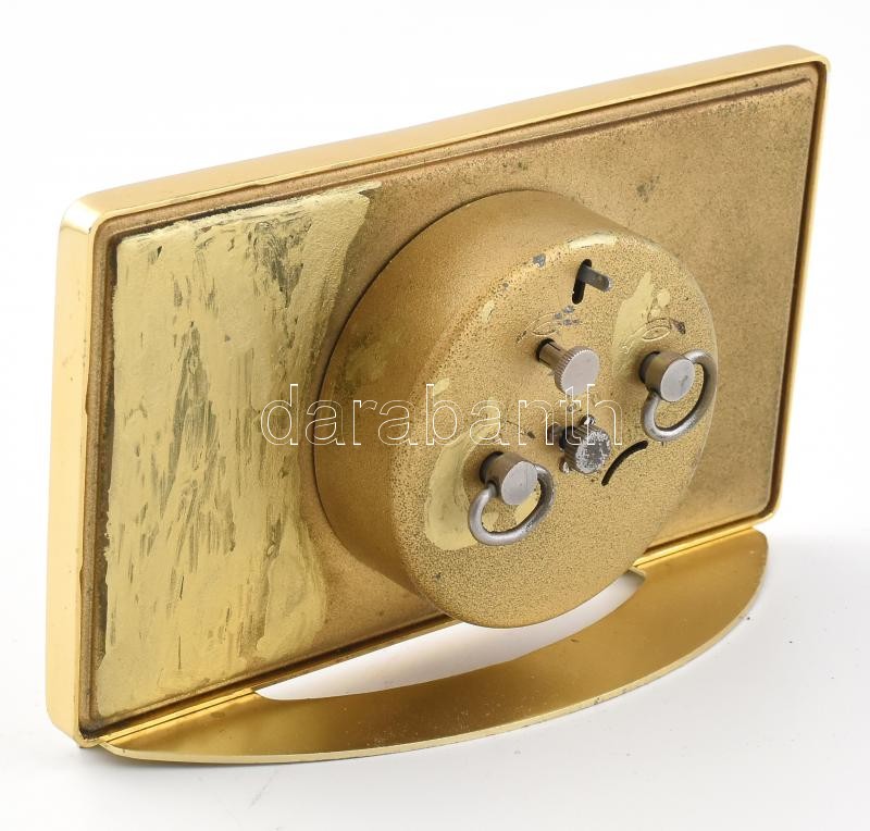 Vintage Slava márkájú ébresztőóra, mechanikus szerkezet, fém ház, analóg kijelzős. Működik, m:8,5cm - Image 2