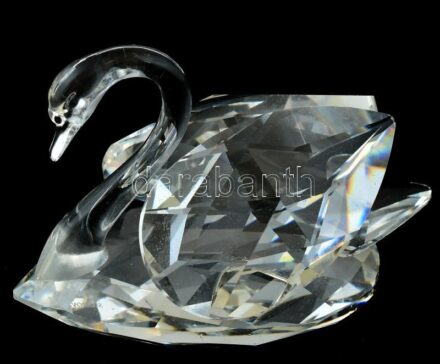 Swarovski kristály hattyú, jelzett, apró csorbákkal, 7x4,5x5 cm