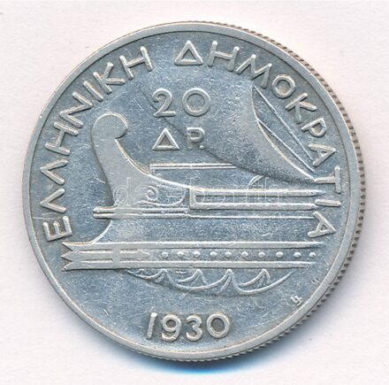 Görögország 1930. 20D Ag T:2,2- Greece 1930. 20 Drachmai Ag C:XF,VF Krause KM# 73