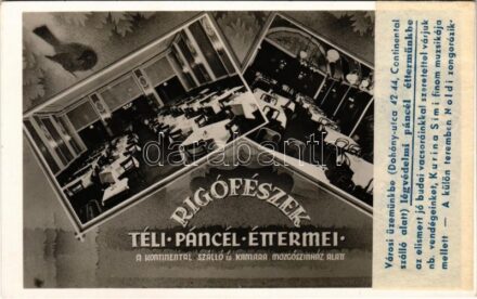Budapest VII. Rigó fészek téli páncél éttermei, belső. Dohány utca 42.