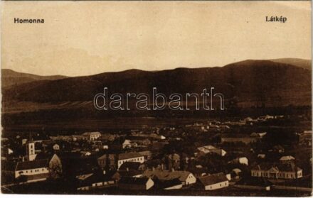 1916 Homonna, Humenné; látkép. Vasúti Levelezőlapárusítás 1555. / general view + 'K.u.K. Permanenter Krankenzug Nr. 51.' (EK)