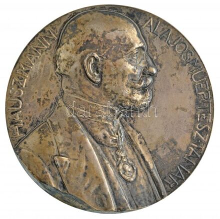 Strobl Alajos (1856-1926) 1905. 'Hauszmann Alajos - műépítész, tanár' kétoldalas, ezüstözött bronz emlékérem, hátlapja lakkozva (79mm) T:2 ph., peremen sérült ezüstözés (ezüstpróba nyoma) HP-4911.