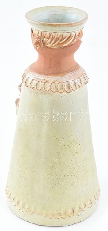 Kiss Roóz Ilona (1920-2010): Figurális váza, mázas kerámia, kézzel festett, jelzett, hibátlan, m: 25,5 cm - Image 4