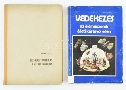 Hajas József: Gazdaságos méretezés a mezőgazdaságban. Bp., 1958, Mezőgazdasági Kiadó. Kiadói félvászon-kötés. + Védekezés az élelmiszerek állati kártevői ellen. Szerk.: dr. Erdős Gyula. Bp., 1982, Mezőgazdasági Kiadó.