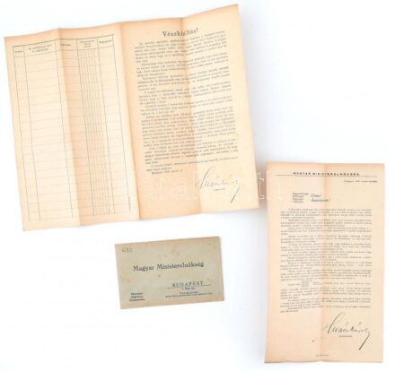 1920 Vészkiáltás! Huszár Károly miniszterelnök drámai felhívása, amelyben plasztikus képekkel, felszólítja az embereket, hogy aki tud segítsen a nyomorgó nincsteleneken különben társadalmi robbanás történik.. hátoldalán