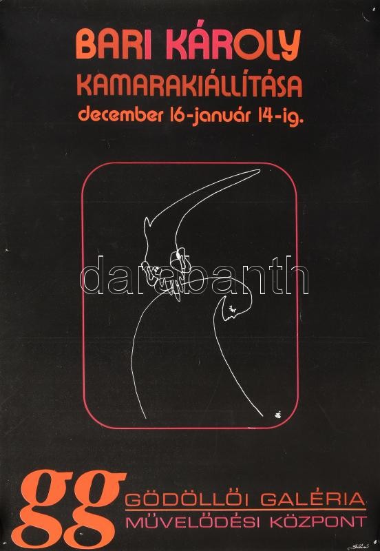 Bari Károly kamarakiállítása, Gödöllői Galéria, plakát, sarkain apró lyukakkal, 44x31,5 cm