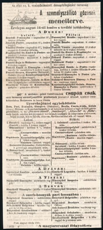 cca 1860 Dunai gőzhajók menetrendje 4 db kartonra ragasztott kivágás - Image 2