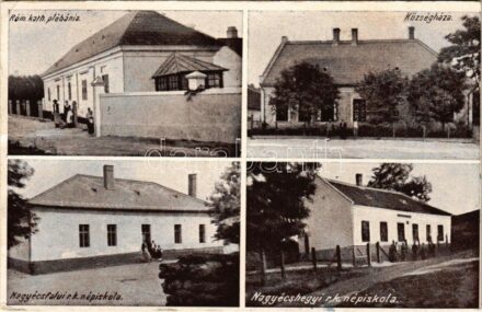 1938 Écs, Nagyécs; Római katolikus plébánia, Községháza, Nagyécsfalui római katolikus népiskola, Nagyécshegyi római katolikus népiskola. Weszely r.-t. klisé (EK)