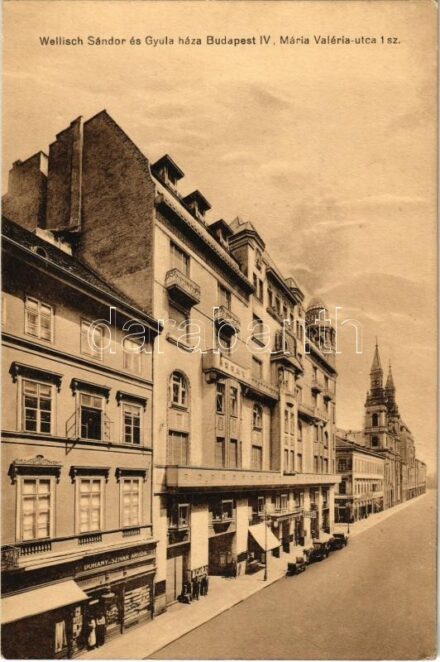 Budapest V. Wellisch Sándor és Gyula háza. Mária Valéria utca 1 (mai Apáczai Csere János utca)