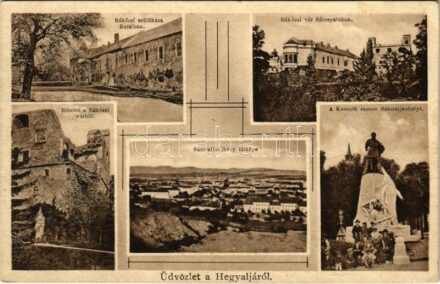 1931 Hegyalja, Kossuth szobor Sátoraljaújhelyen, Rákóczi vár Sárospatakon, Rákóczi szülőháza Borsiban (Borsa)
