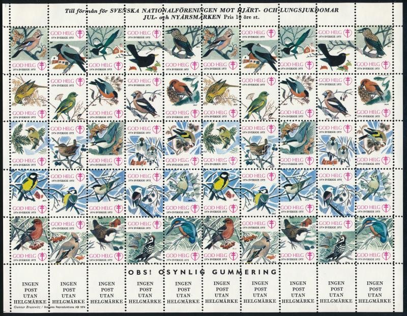 Svédország 1974 God helg 50-es hajtott levélzáró ív