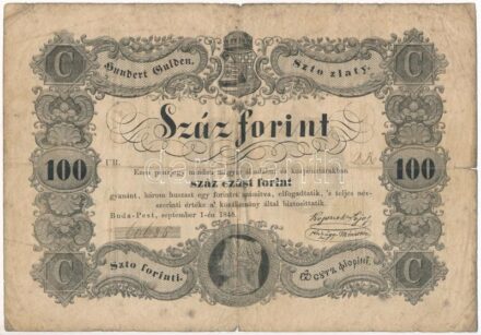 1848. 100Ft 'Kossuth bankó' T:III- Hungary 1848. 100Ft 'Kossuth banknote' C:VG Adamo G114