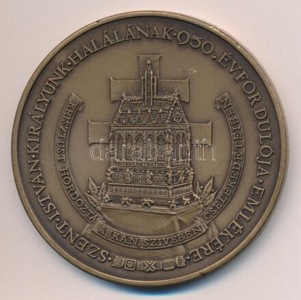 Bozó Gyula (1913-2004) 1988. 'Szent Jobb országjárása / Szent István halálának 950. évfordulója' bronz emlékérem (71mm) T:1- ph.