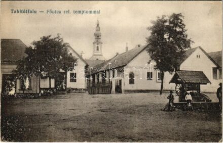 Tahitótfalu, Fő utca, Református templom. Fogyasztási Szövetkezet kiadása (EK)