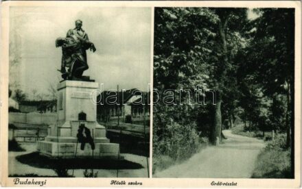 1932 Budakeszi, Hősök szobra, emlékmű, Erdő részlet. Steflitz Antal kiadása (EK)