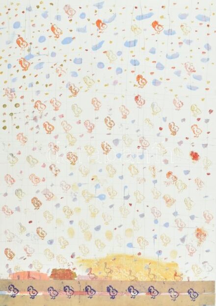 Für Emil (1967-): Csibék, 1999. Ceruza, akril, papír, jelzett a hátoldalán, 52×37 cm
