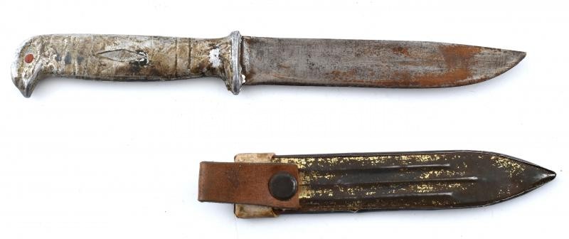 Sasfej formájú fém nyeles kés, fém hüvellyel 18 cm - Image 2